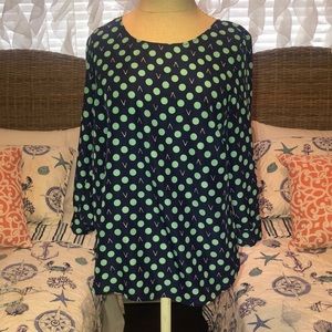 Pixley mint and navy boutique blouse
